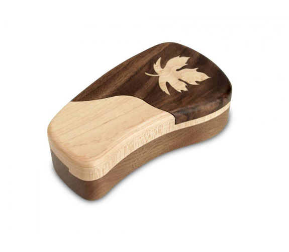 Leaf Puzzle Box Walnut and Maple by Heartwood Creations