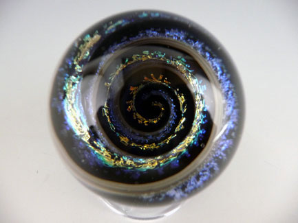 Lampworked Glass Vortex Marble. 2" Across.