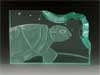Etched Glass Turtle Sculpture. 4" Tall, 6" Long & 5/8" Deep.