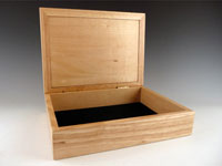 Marquetry Wood Box with Gardenia Design. 8" x 6" x 2" with 1.25" Deep Interior.