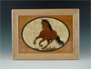 Marquetry Wood Box with Horse Design. 8" x 6" x 2" with 1.25" Deep Interior.