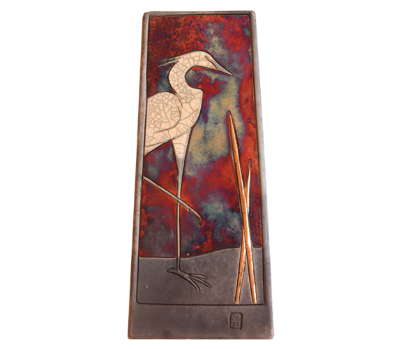 Tom & Nancy Giusti - Raku Egret Plaque