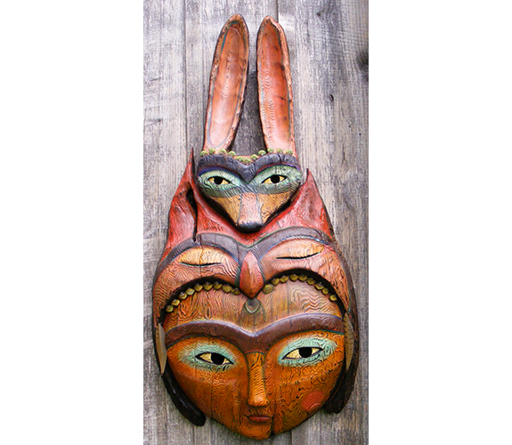 "Orange Owl Totem Mask" - Robin & John Gumaelius
