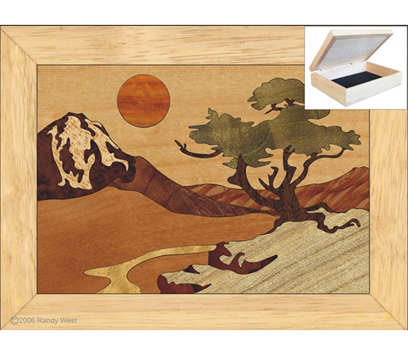 MarqArt - Marquetry Wood Box with Mountain Tree